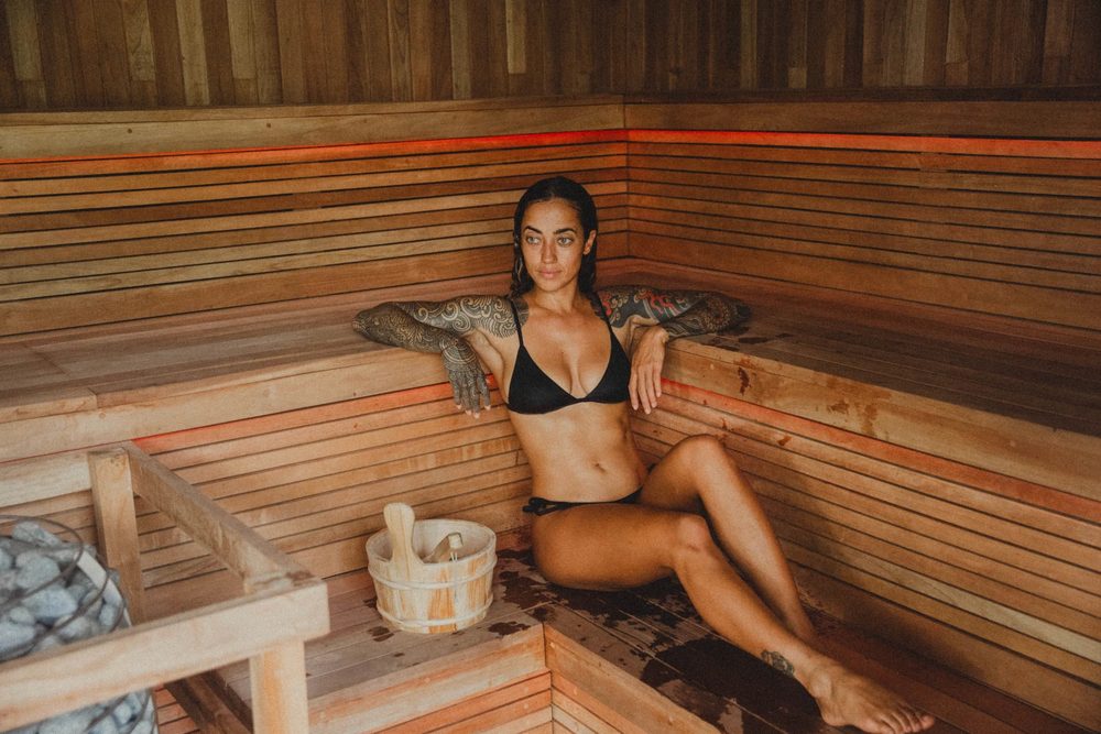 Cedar sauna at the resort